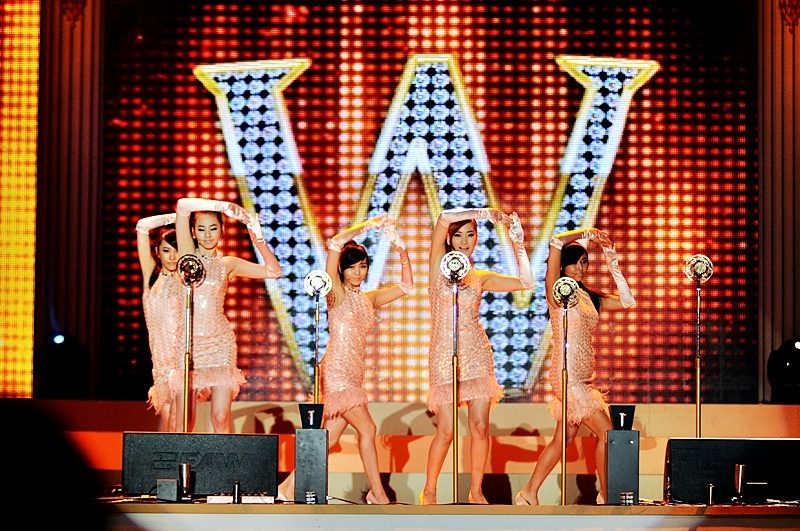 Wonder Girls performing "Nobody" at the opening of the 2008 Bucheon World Intangible Cultural Heritage Expo in October 2008.