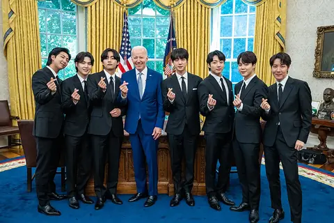 President Joe Biden and BTS in the Oval Office of the White House, May 31, 2022.jpg