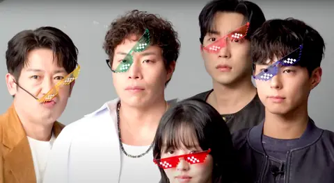 Heo Sung-tae, Tae Won-seok, Kim So-hyun, Lee Sang-yi, and Park Bo-gum in a promotional event for Good Boy.png