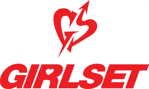"Girlset" in all caps underneath the official logo. The logo contains a 'G' and an 'S' stylized in the shape of a heart.